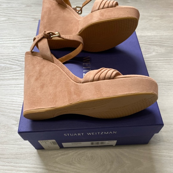 NIB Stuart Weitzman Sundraped Platform Wedge Sandal - NAKED Suede Heels 9 - Picture 9 of 10